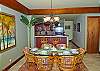 The dining room and kitchen