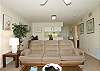 Living area, dining area and kitchen