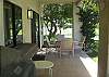 Patio seats 4, lounge chairs and BBQ