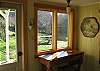 Office overlooking the beautiful yard with fruit trees