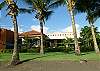 View from beach of Villa La Costa and hammocks at Hermosa Palms, luxury beachfront vacation rental villa in Playa Hermosa, near Jaco, Costa Rica