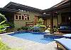 This is the pool area and gardens at Sonidos del Rio, Vacation Rental, Jaco Costa Rica, just a few steps from the beach.