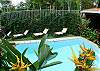Pool area and gazebo with gas grill at Casa Miguel vacation rental house in Jaco beach