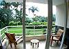 Balcony with garden and river view at Costa Linda condominium vacation rental in Jaco, walking distance to beach.