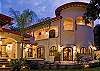Courtyard by dusk at Villa Antigua luxury vacation rental home in south Jaco beach, Costa Rica