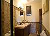 Guesthouse bathroom with double sink at Hermosa Palms Villa La Costa luxury vacation rental in Playa Hermosa, Costa Rica.