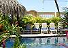 Pool area at at Casa Milagro beachfront vacation rental house in Jaco, Costa Rica