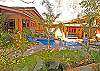 This is the pool area and gardens at Sonidos del Rio, Vacation Rental, Jaco Costa Rica, just a few steps from the beach.