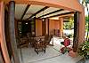 Ground floor terrace with charcoal grill at Hermosa Palms Casa McDermott ocean view vacation rental in Hermosa beach, near Jaco, Costa Rica.