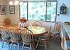 Seating for 8 this room is open to the kitchen and living room.  Slider opens out onto the deck.