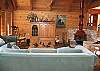 Located on the main level.  Plenty of room with a Swedish style fireplace