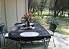 Backyard patio accessible from the dining area.