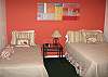 This ground floor bedroom features two twin beds and internet hookups.