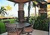 Outdoor Dining Area features spectacular ocean views and golf course views too!  Ground floor villa with expanded lawn area.