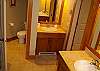 Top floor- Enuite to master has large bath tub, walk in shower,two sinks and toilet in separate room.