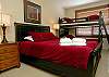 Double bed and single bunks, 20' TV/DVD, window over looks the Village Centre.