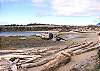 The beach in front of the house at low tide.