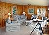 Living room with TV/DVD/VCR, simulated electric wood stove, hide-a-bed for additional sleeping and spectacular ocean views.