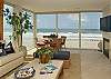 Westerly views of the ocean from the dining/living area.