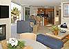 Very open floor plan for kitchen, dining and living area.