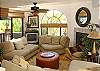 Seating for 7, Cable TV/ HBO/SHO/DVD.  Gas fireplace and deck off of living room with bar table and chairs.