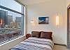 Bedroom with full size bed, large closet and great view.