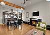 View from the Living Room to Dining area and Kitchen.