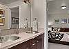 Pass through bathroom between bedrooms.