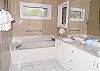 Deep garden tub, double vanity, separate shower