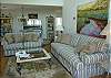 Spacious living area with vaulted ceiling