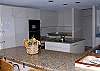 Another view of the kitchen with lots of counter space and storage areas