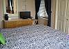 Enjoy the king bedding and flat screen TV