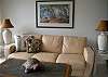 Leather sleeper sofa, window a/c.