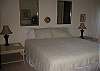 King size bed, ceiling fan, window a/c.