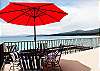 Lake front deck with table/umbrella for #4 use only. Spectacular sunsets.