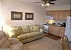 Living area with queen size sofa bed