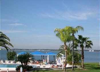 Central Gulf Coast Condominium rental - Exterior Photo - Pool & Bay View from the Deck