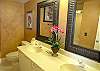 Spacious master bathroom with double vanity.