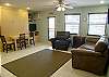 All New!  Leather sofa & side chair, Queen size Murphy bed, expanding table that seats four, DVD & two flatscreen TV's!