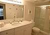 Guest Bath with New Quartz Topped Vanity &amp; Tile Shower