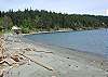 Private/shared no bank sand and gravel beach near Obstruction Pass.