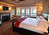 Master bedroom with fireplace is on the main level.
