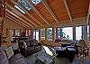 Dramatic ceilings enhance the great room.