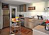 A lower level kitchen.