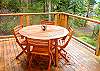 The picnic table seats four.