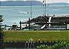 View from the home over Rosario Resort's marina. Note Kenmore Air flight inbound from Seattle.