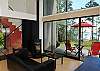 The  sleek, contemporary atmosphere extends to the interiors.