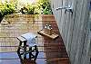 Sliding doors open from the bathroom to an exterior private courtyard Japanese style bath. (There's an indoor shower too!)
