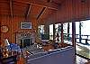 Living room looks over the channel.