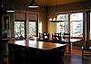 The kitchen work island and dining area.